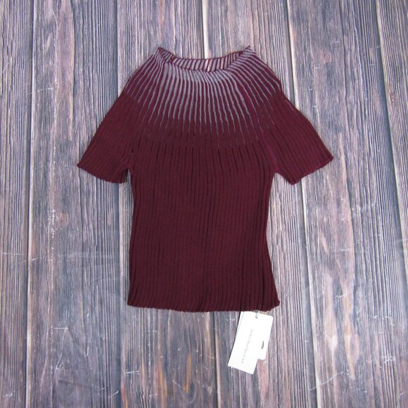 Commense Burgundy Ribbed Blouse - Picture 3 of 6